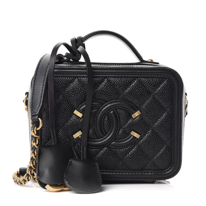 Chanel Caviar Quilted Small CC Filigree Vanity Case Black 1 of 10