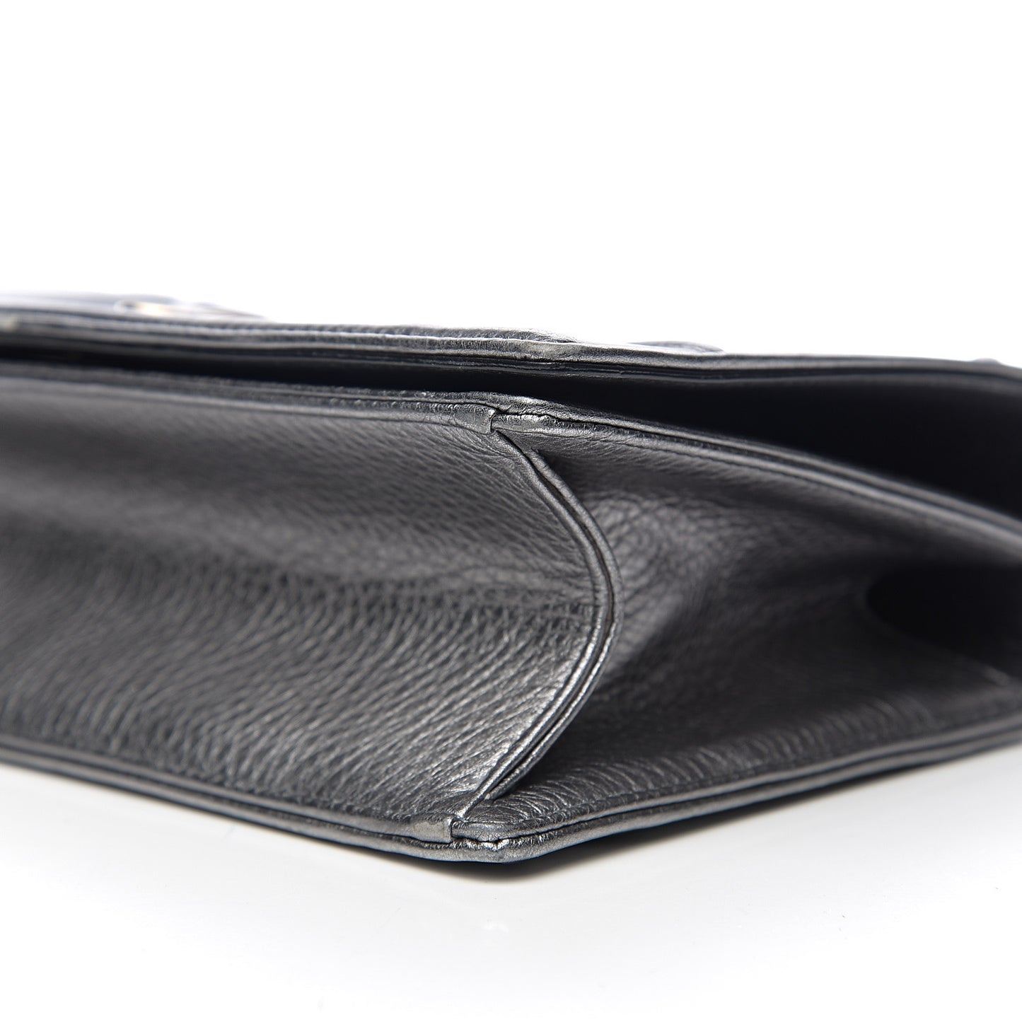 Metallic Grained Calfskin Medium Diorama Flap Bag Silver