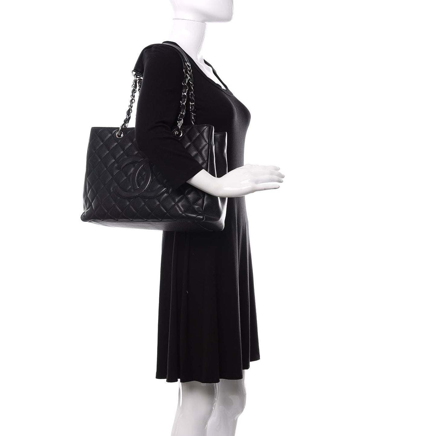 Caviar Quilted Grand Shopping Tote GST Black