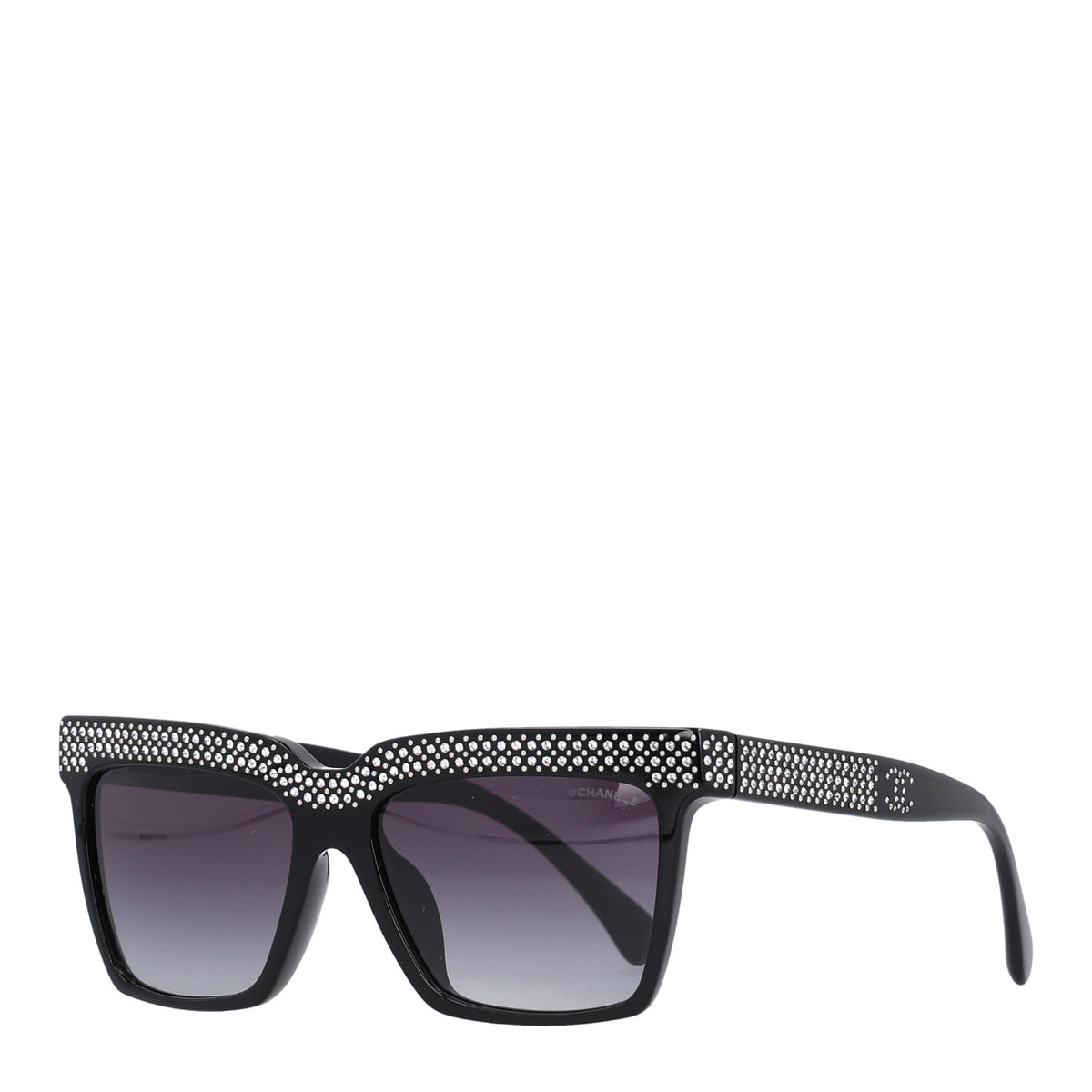 Chanel Acetate Strass Rectangle Sunglasses 71539A Black 1 of 8