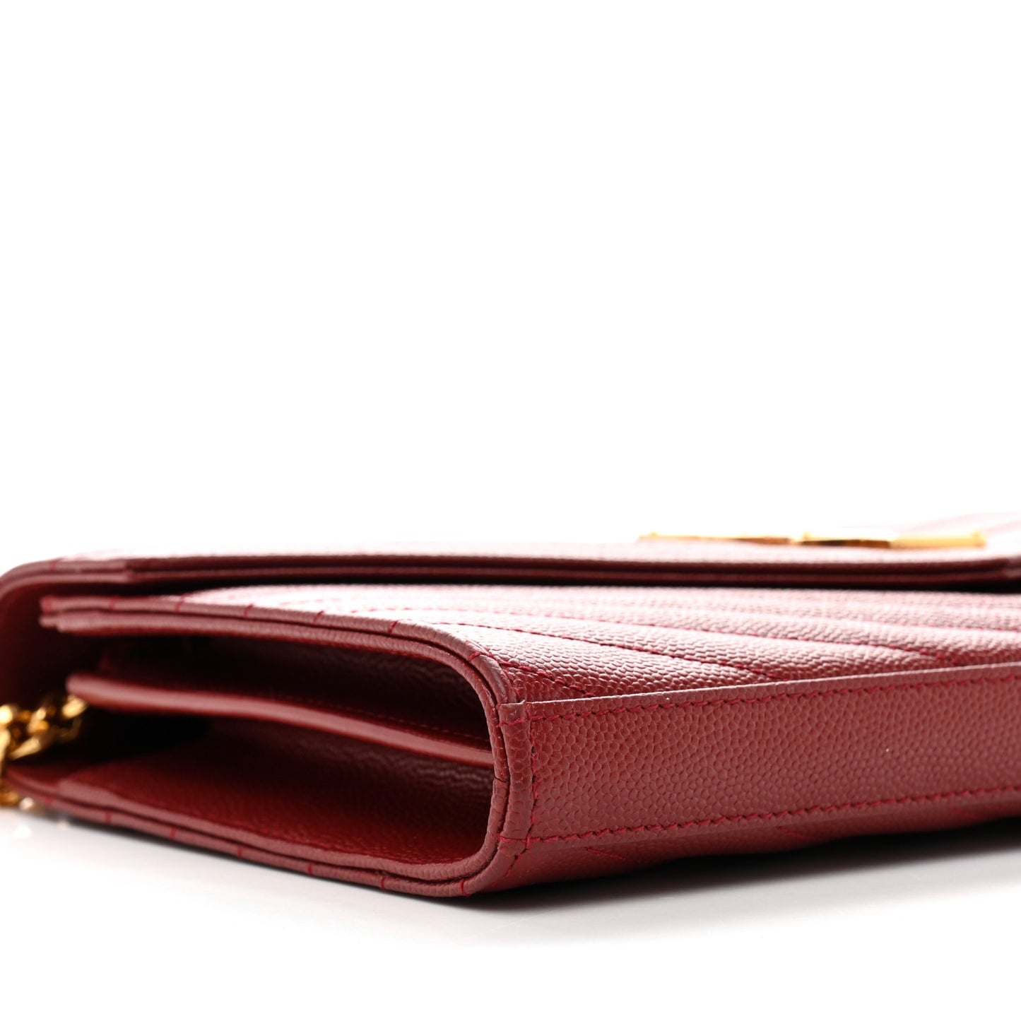 Grain De Poudre Matelasse Chevron Monogram Chain Wallet Opyum Red