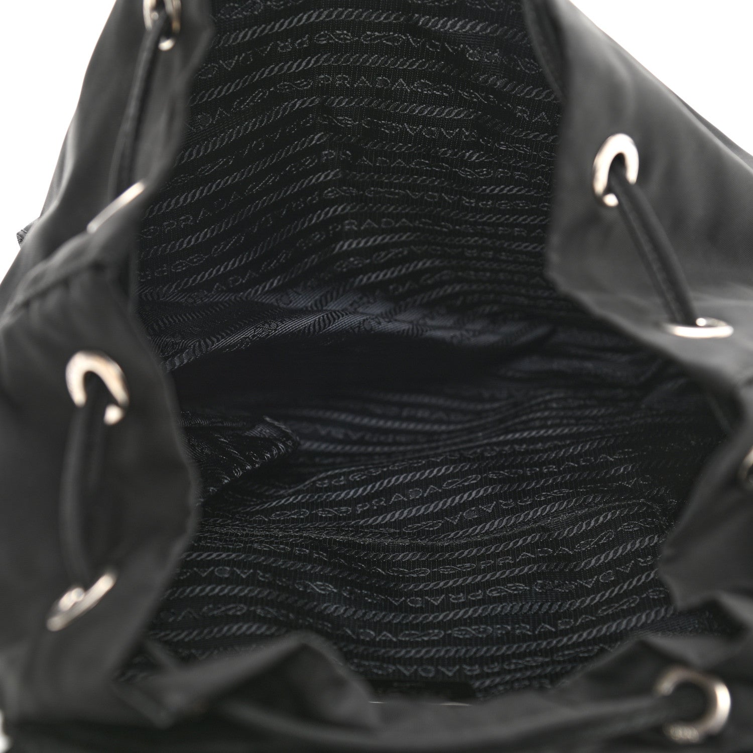 Prada Tessuto Nylon Grommet Backpack Black 2 of 8