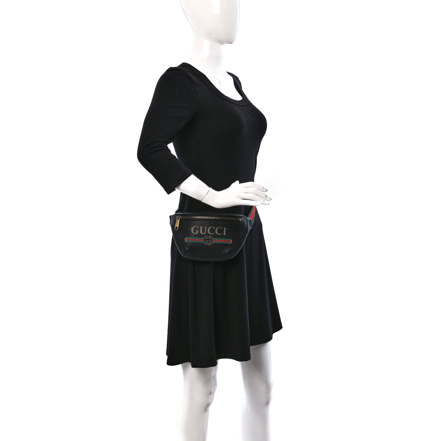 Grained Calfskin Small Logo Belt Bag Black
