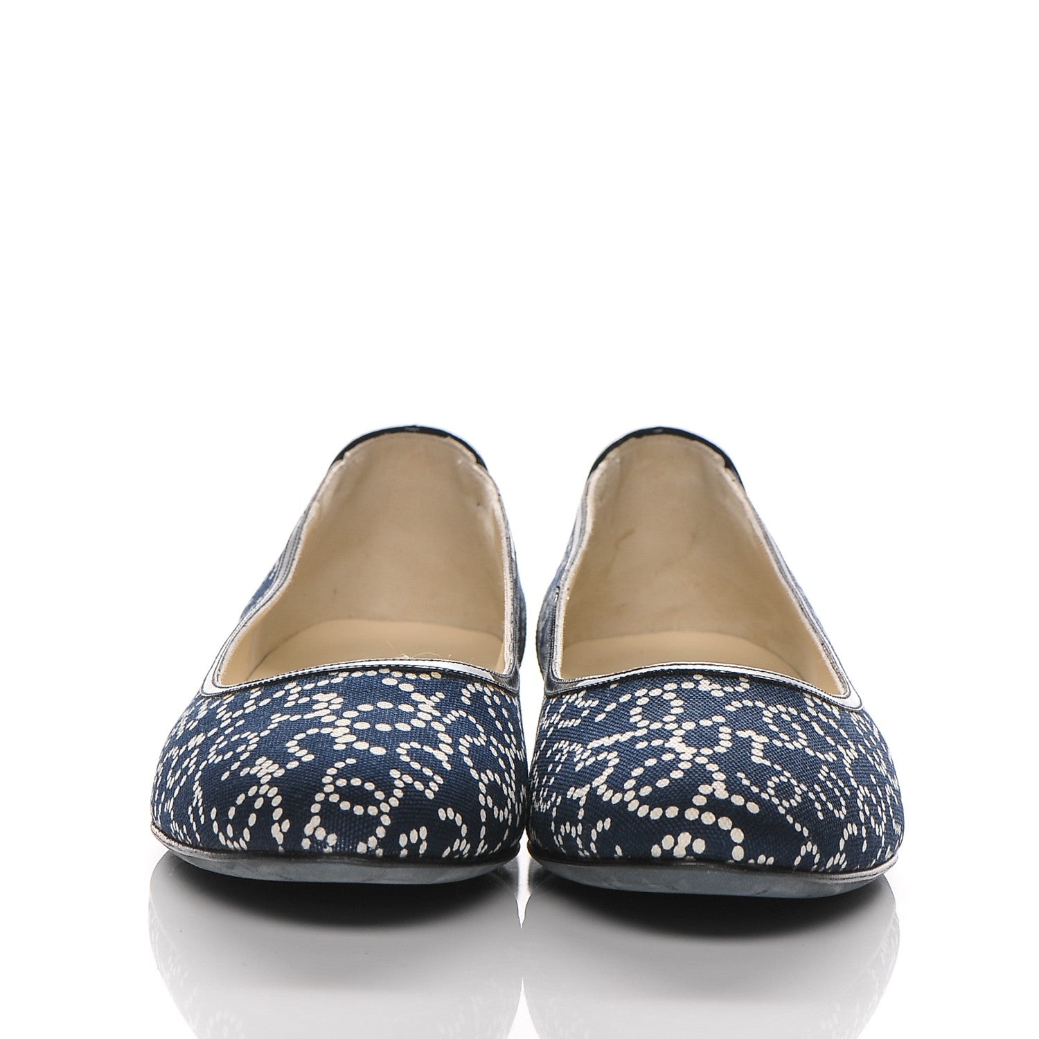 Chanel Canvas Patent Ballerina Flats 41.5 Navy Blue 2 of 7