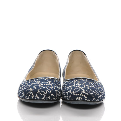 Chanel Canvas Patent Ballerina Flats 41.5 Navy Blue 2 of 7
