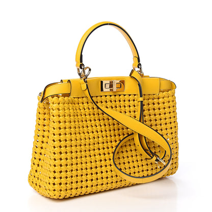Fendi Nappa Matisse Intreccio Medium Peekaboo Iconic Satchel Mimosa 2 of 10