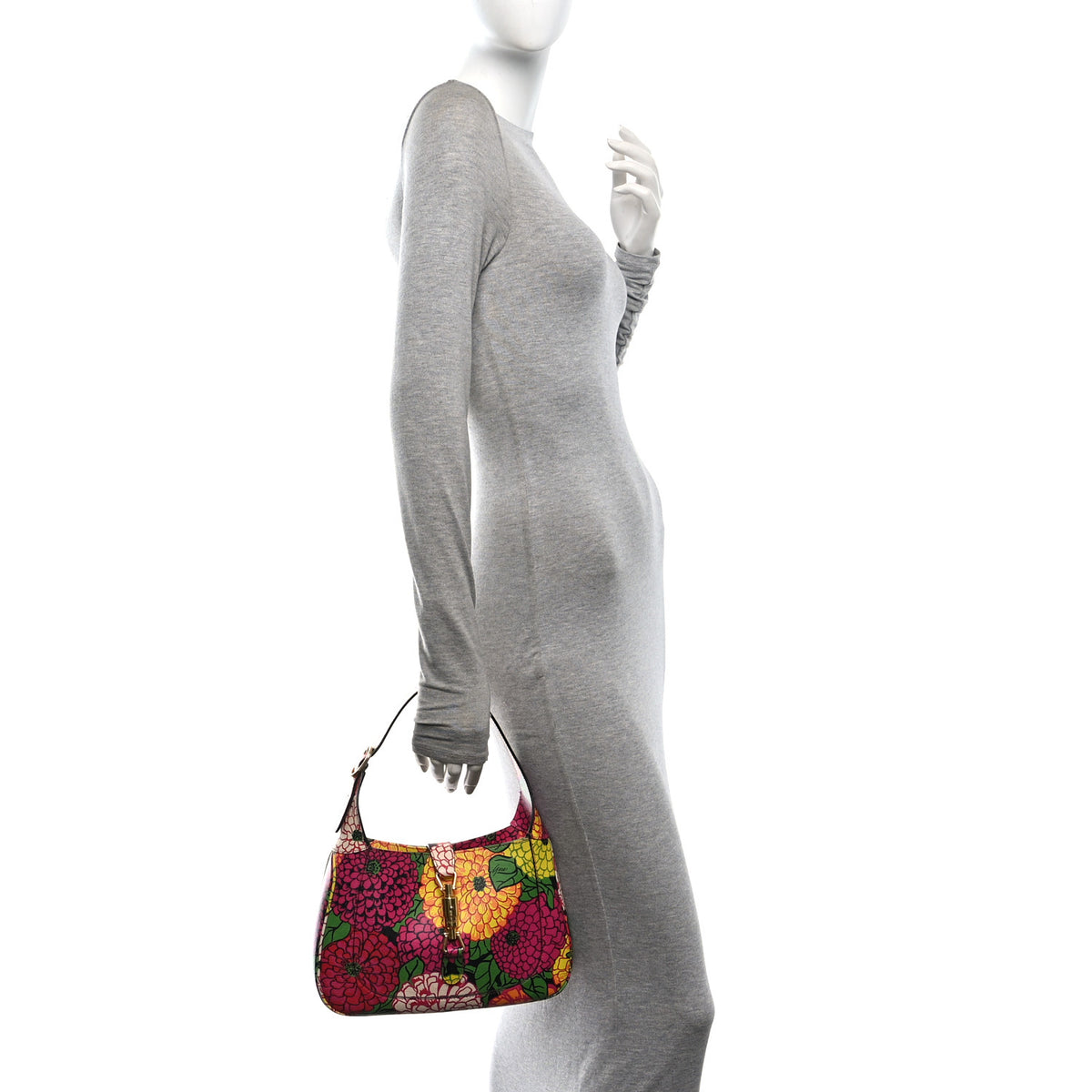 Gucci X KEN SCOTT Textured Calfskin Pomponica Print Small Jackie 1961 Hobo Multicolor Fuxia Pompon 2 of 10