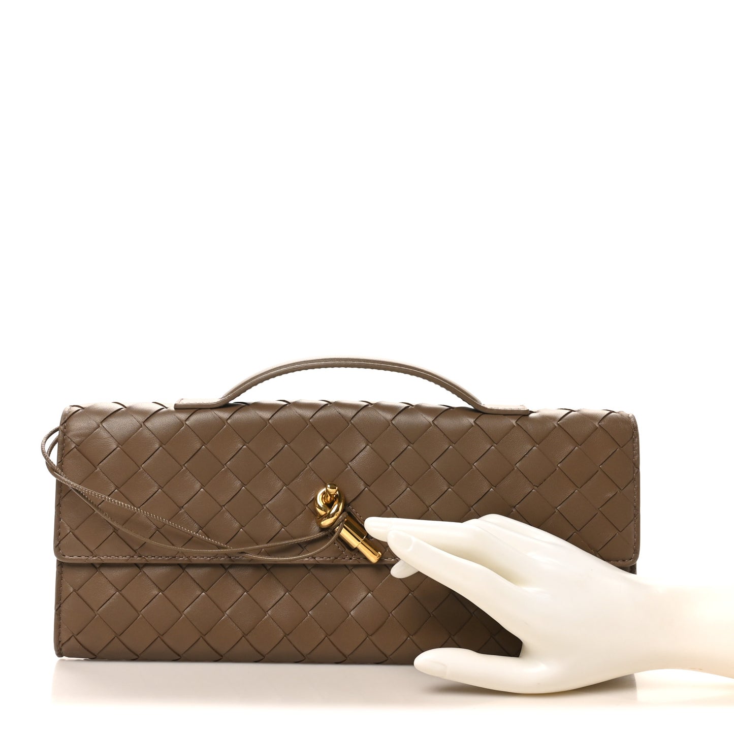Nappa Intrecciato Long Andiamo Top Handle Clutch Pinecone