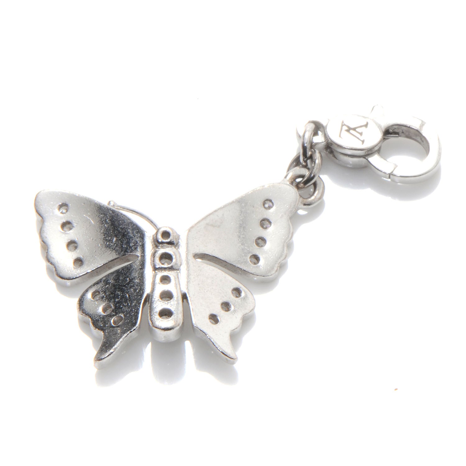 Louis Vuitton 18K White Gold Diamond Butterfly Charm Pendant 2 of 3