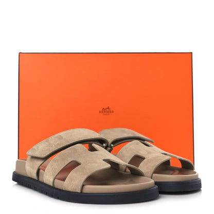 Hermes Suede Goatskin Womens Chypre Sandals 36.5 Beige Argile 9 of 9