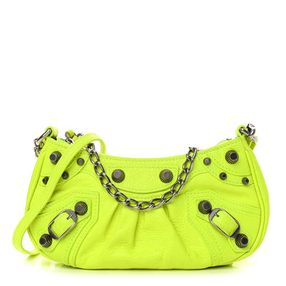 Balenciaga Agneau Arena Le Cagole Mini Purse With Chain Fluo Yellow 1 of 10