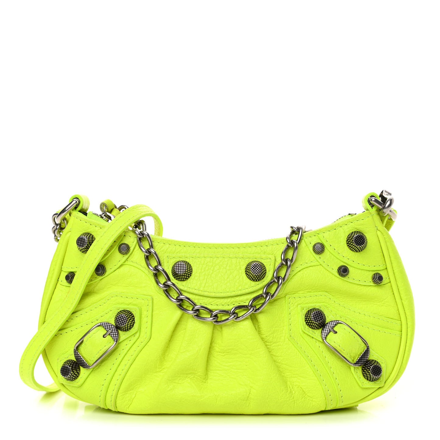 Agneau Arena Le Cagole Mini Purse With Chain Fluo Yellow