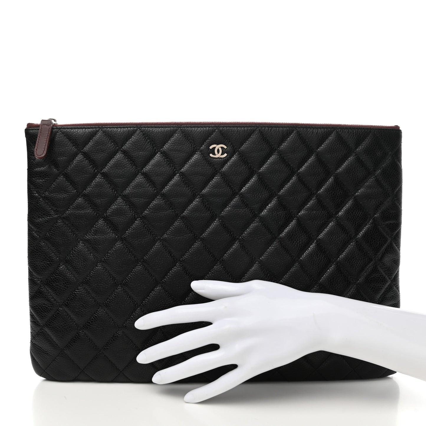 Caviar Quilted Large Cosmetic Case Black