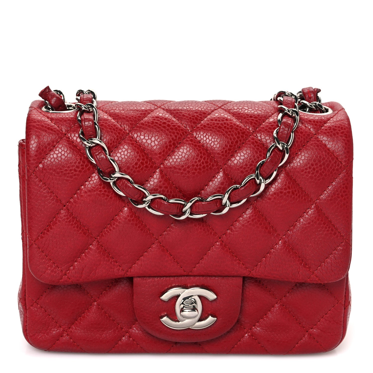 Chanel Caviar Quilted Mini Square Flap Red 1 of 10