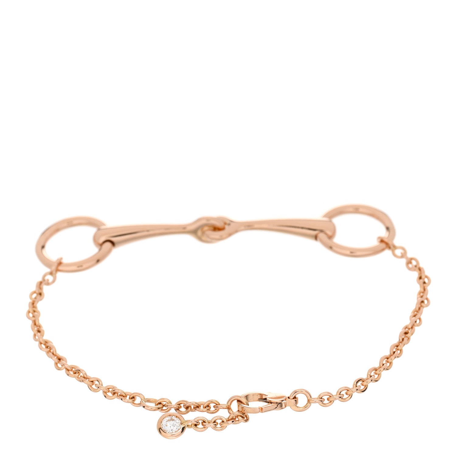 Hermes 18K Rose Gold Diamond TPM Filet d'Or Bracelet ST 2 of 3