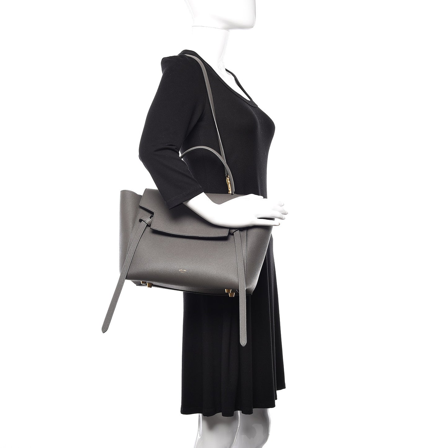 Grained Calfskin Mini Belt Bag Grey