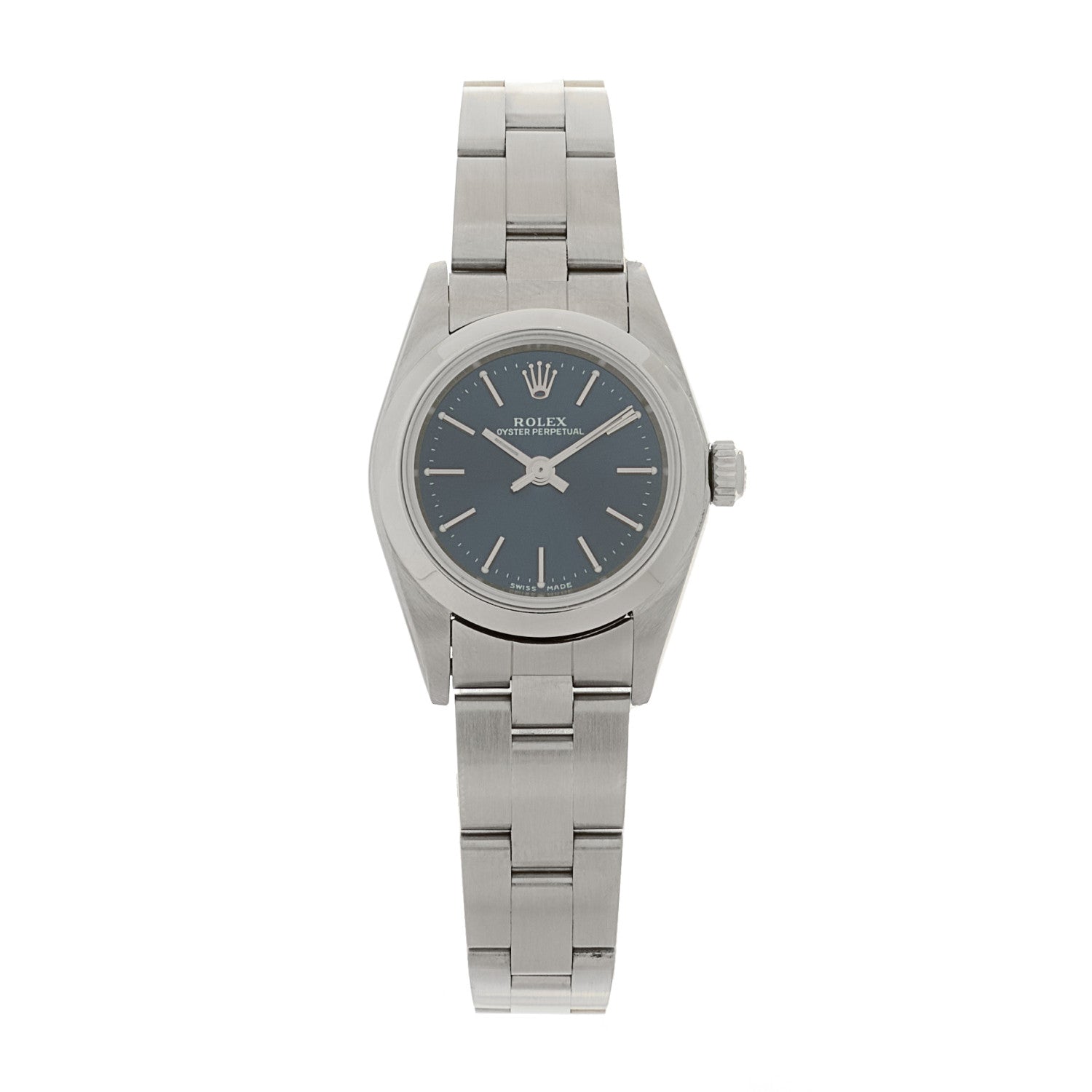 Rolex Stainless Steel 24mm Oyster Perpetual Watch Blue 76080 1 of 5