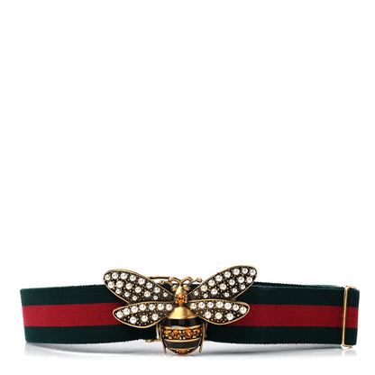 Gucci Web Queen Margaret Bee Belt 80 32 Red Green 1 of 3