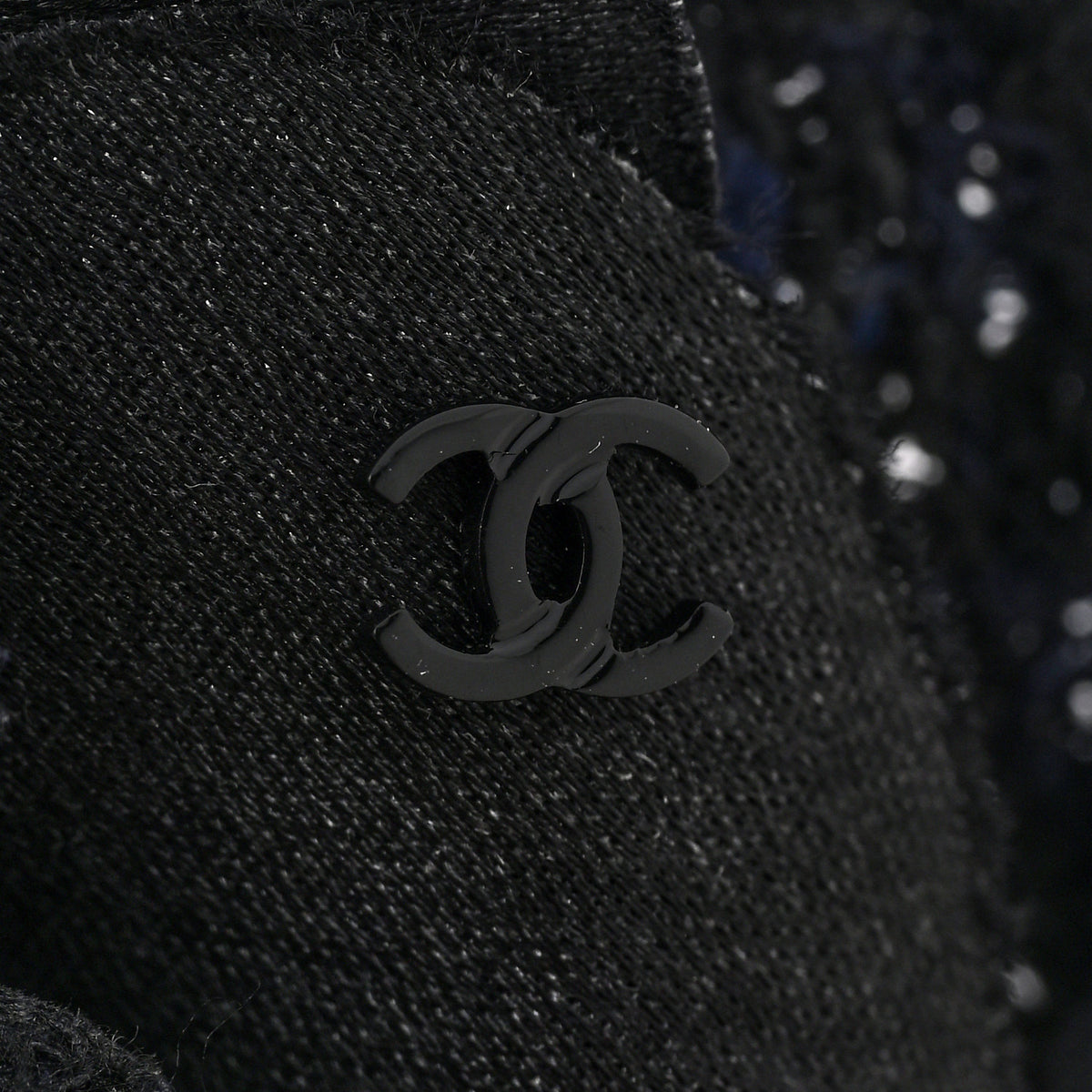 Chanel Tweed Camellia Pin Brooch Black 3 of 3