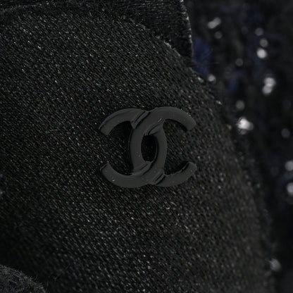 Chanel Tweed Camellia Pin Brooch Black 3 of 3