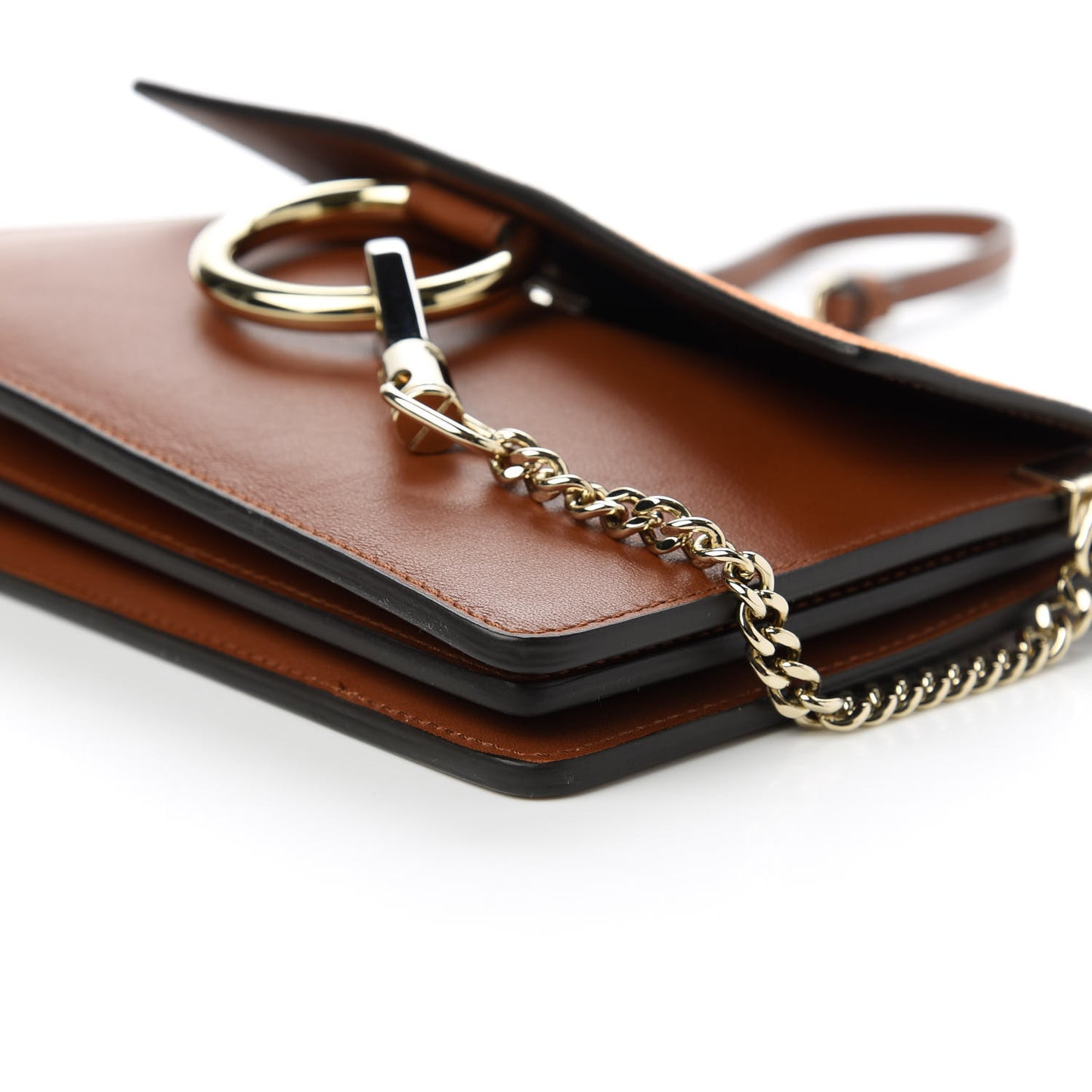 Calfskin Suede Mini Chain Faye Shoulder Bag Tobacco