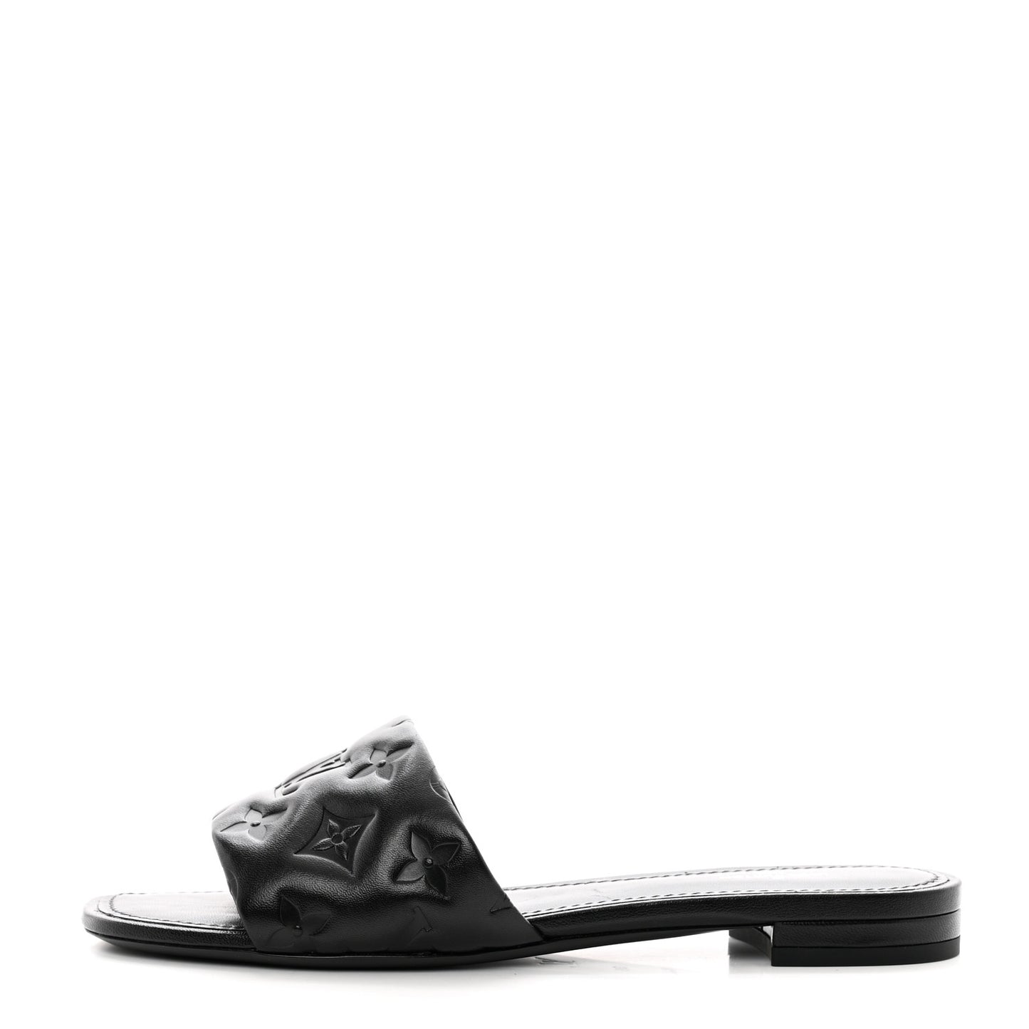 Lambskin Embossed Monogram Revival Flat Mules 39 Black