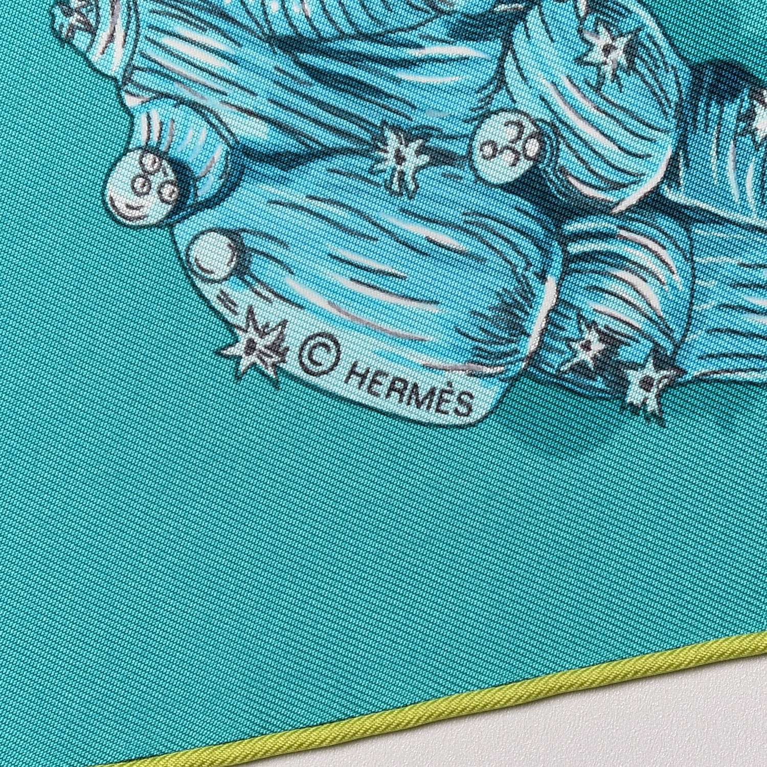 Hermes Silk Reve De Corail Scarf 90 Menthe Turquoise Canard 4 of 6