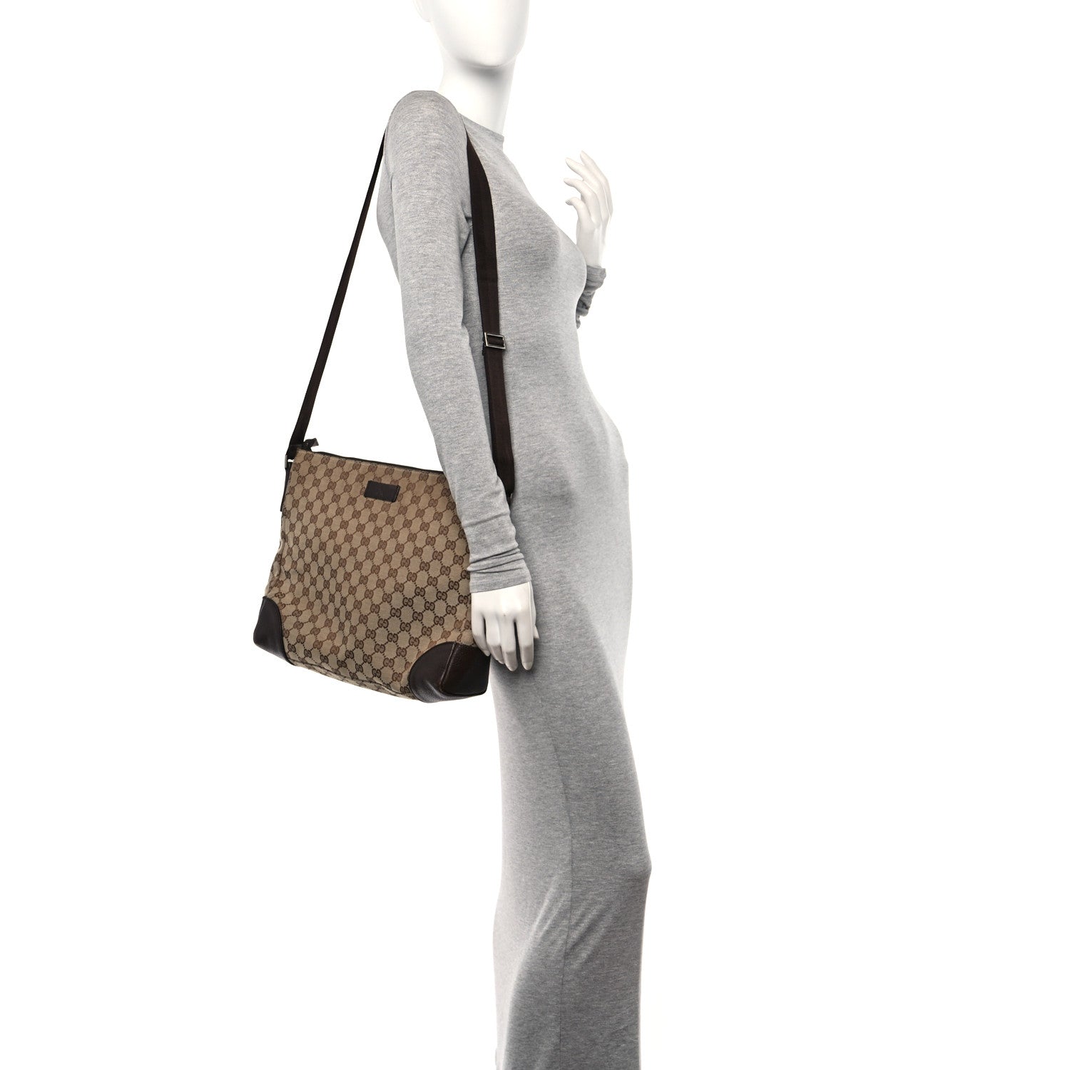 Gucci Monogram Flat Messenger Bag Ebony 2 of 14