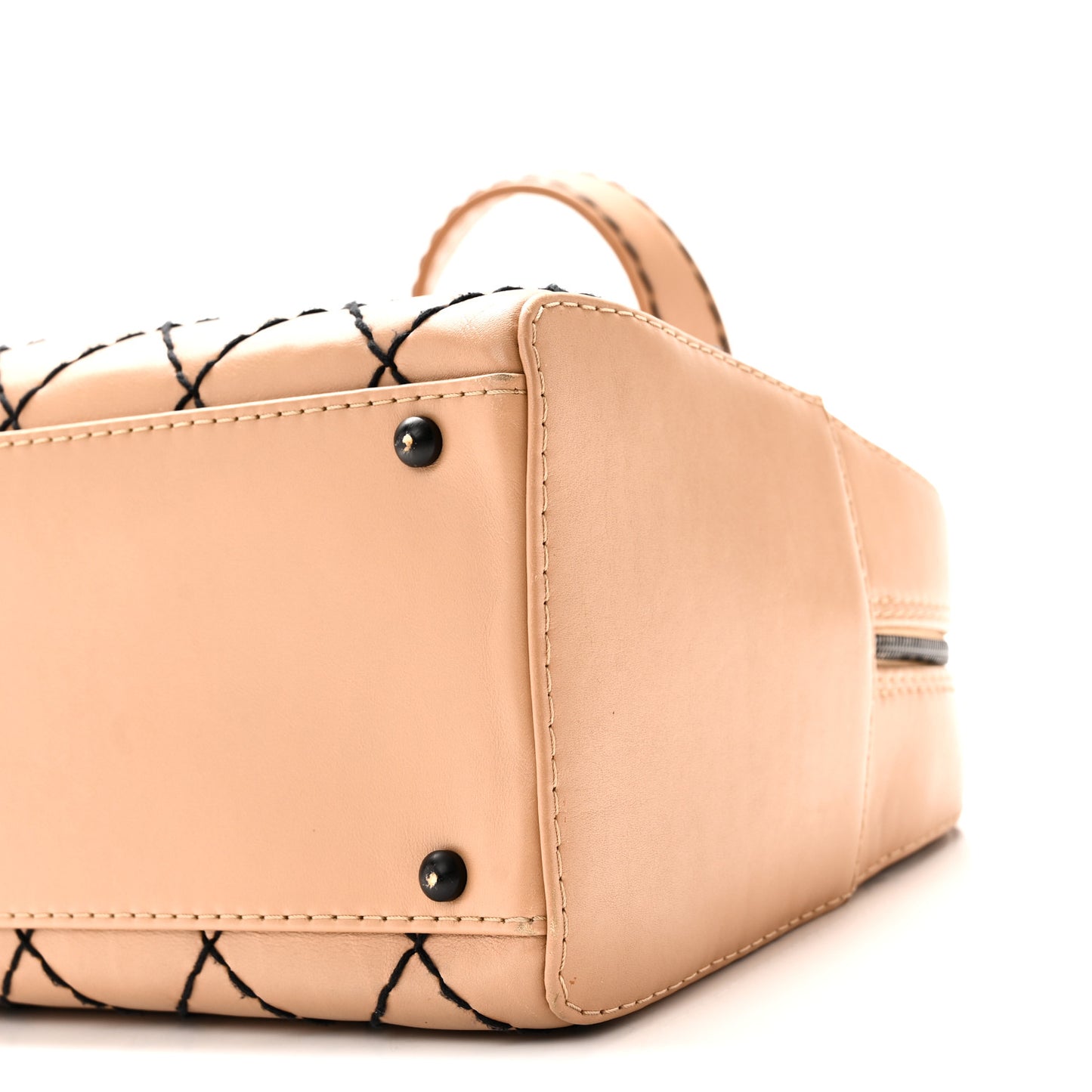 Calfskin Wild Stitch Top Handle Bag Beige