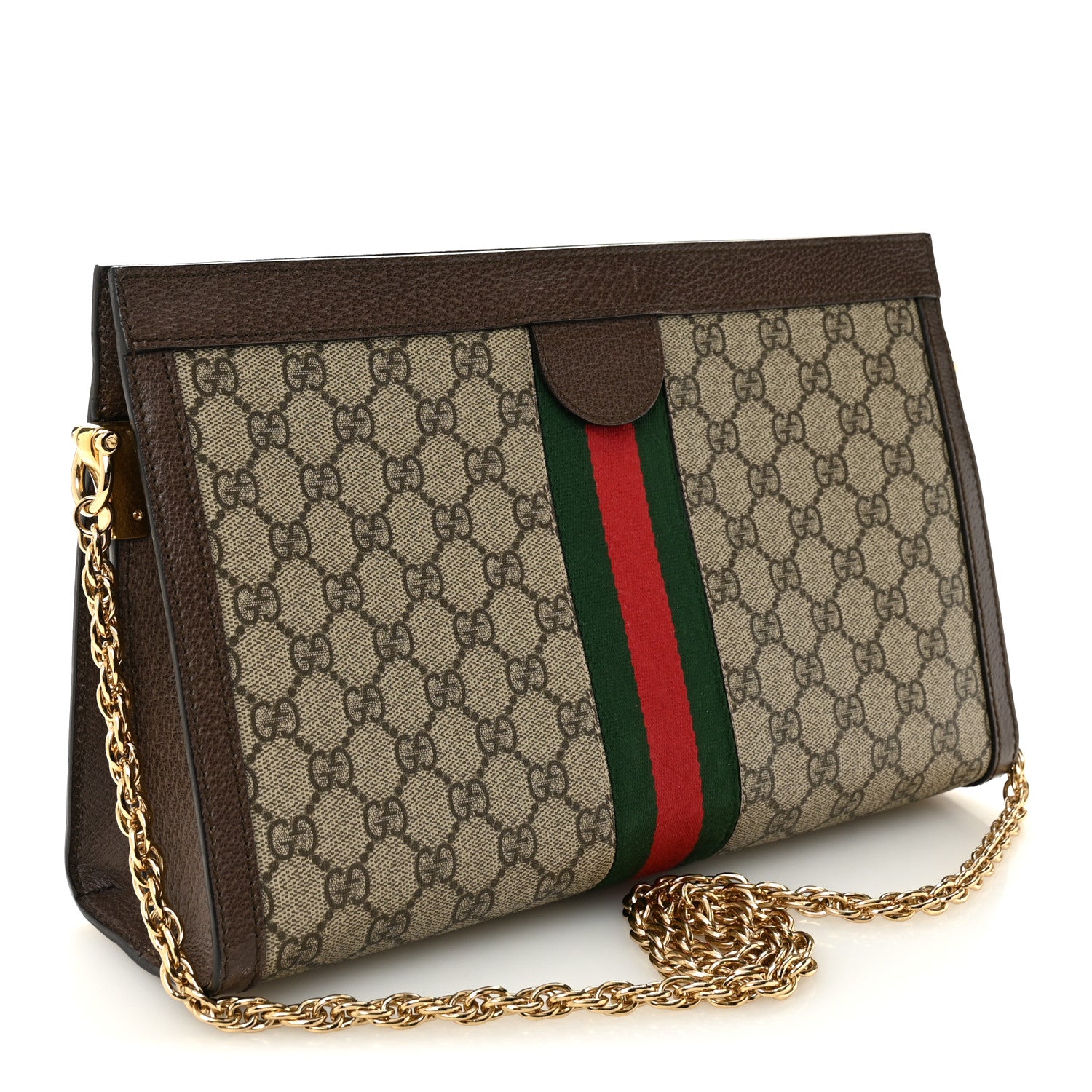 Gucci GG Supreme Monogram Web Medium Ophidia Chain Shoulder Bag Brown 3 of 10