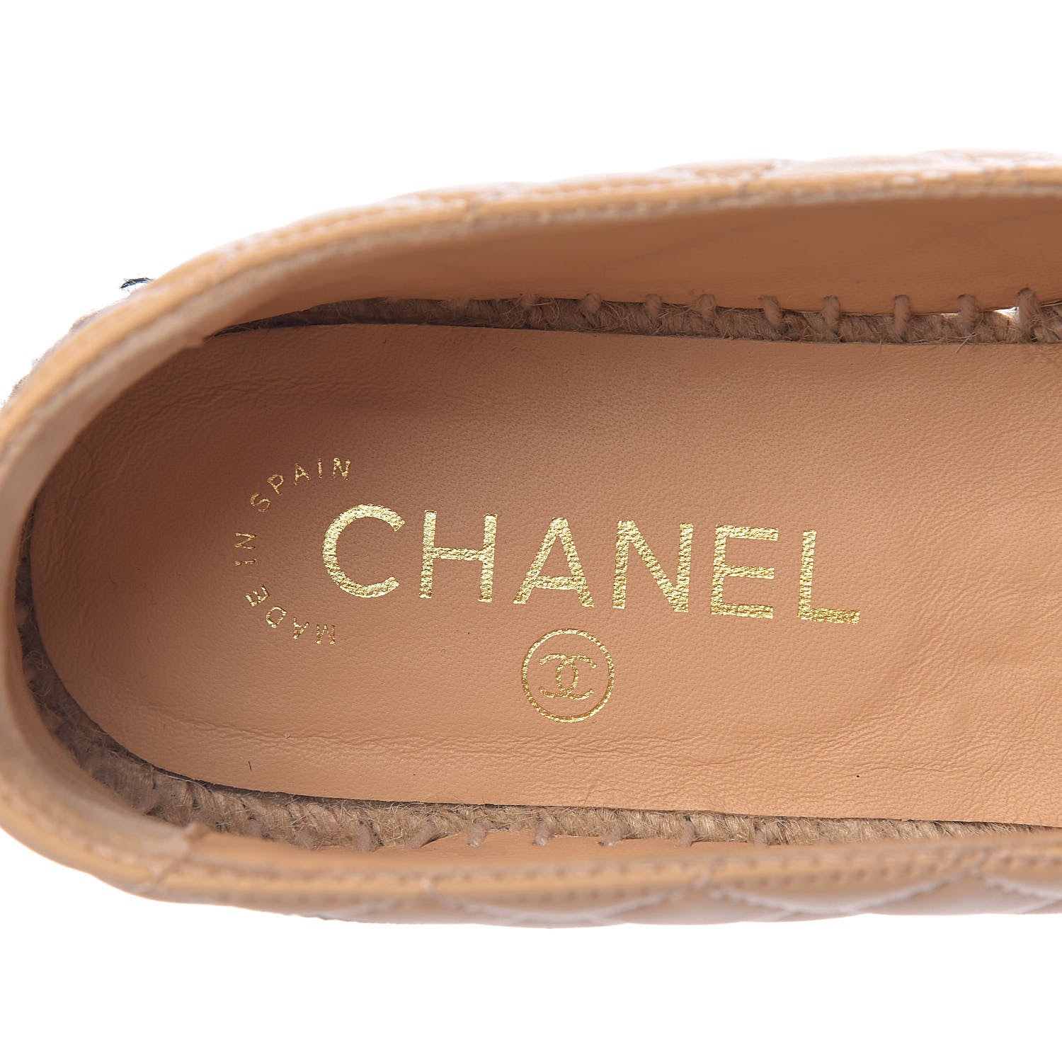 Chanel Lambskin Grosgrain Quilted CC Chain Espadrilles 39 Beige Black 6 of 12