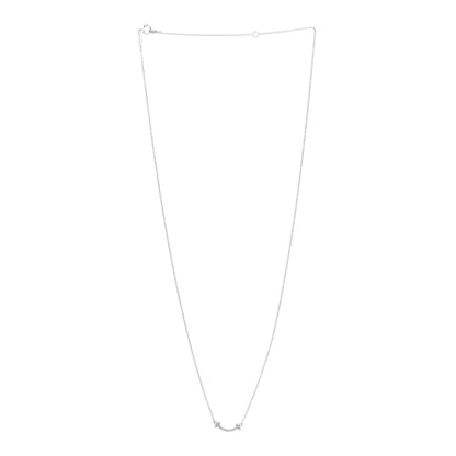 Tiffany 18K White Gold Diamond Mini T Smile Pendant Necklace 3 of 7