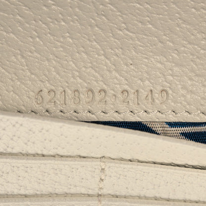 Gucci X ADIDAS Textured Dollar Calfskin Trefoil Embossed Wallet On Chain Hibiscus Red Off White 6 of 9