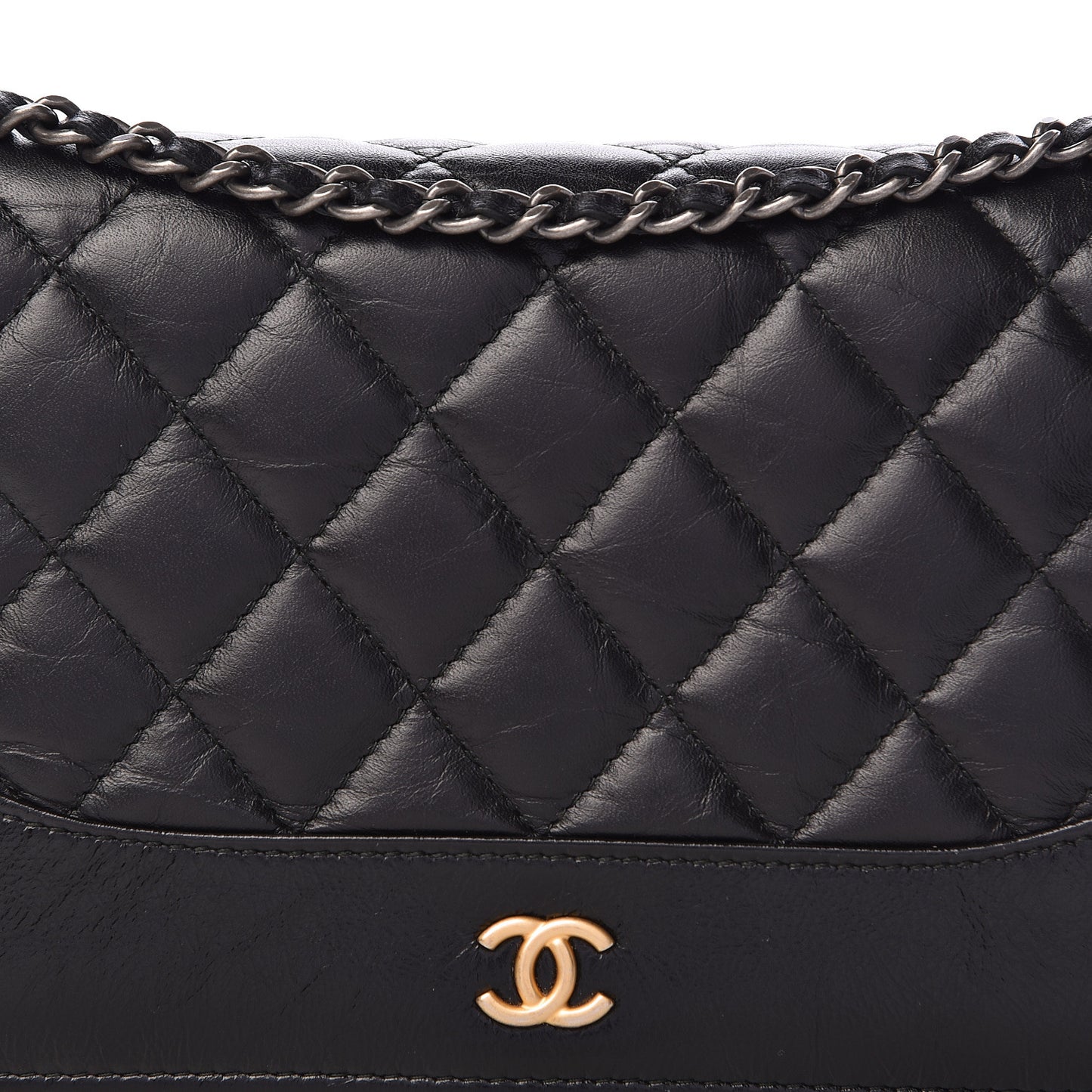 Aged Calfskin Quilted Gabrielle Wallet On Chain WOC Black