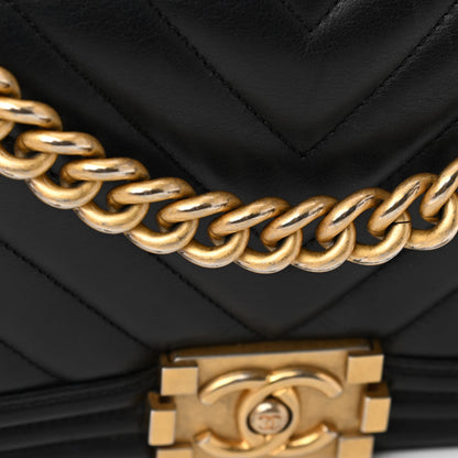 Chanel Lambskin Chevron Quilted Medium Boy Flap Black 24 of 29