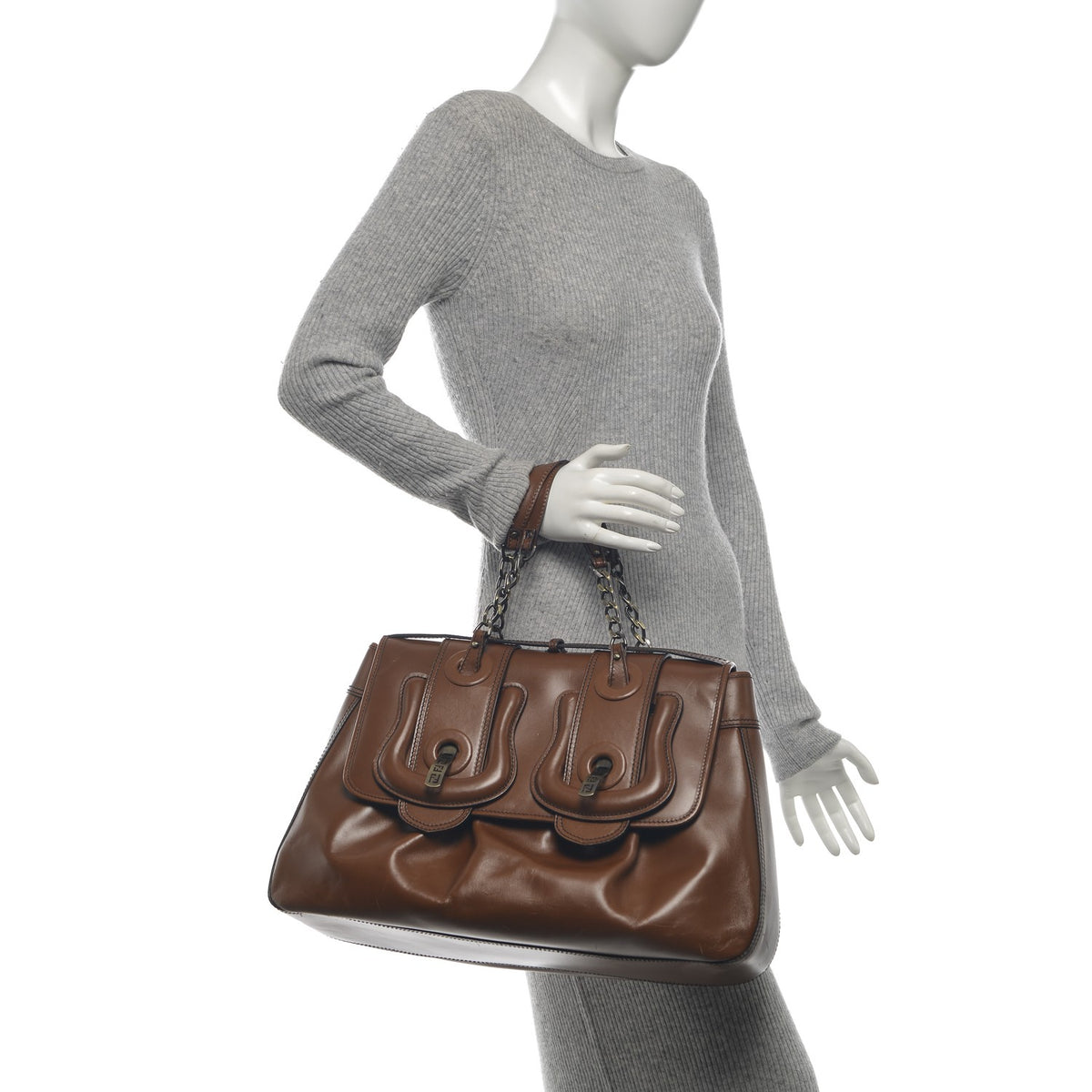 Nappa Calfskin Large B Tote Tan