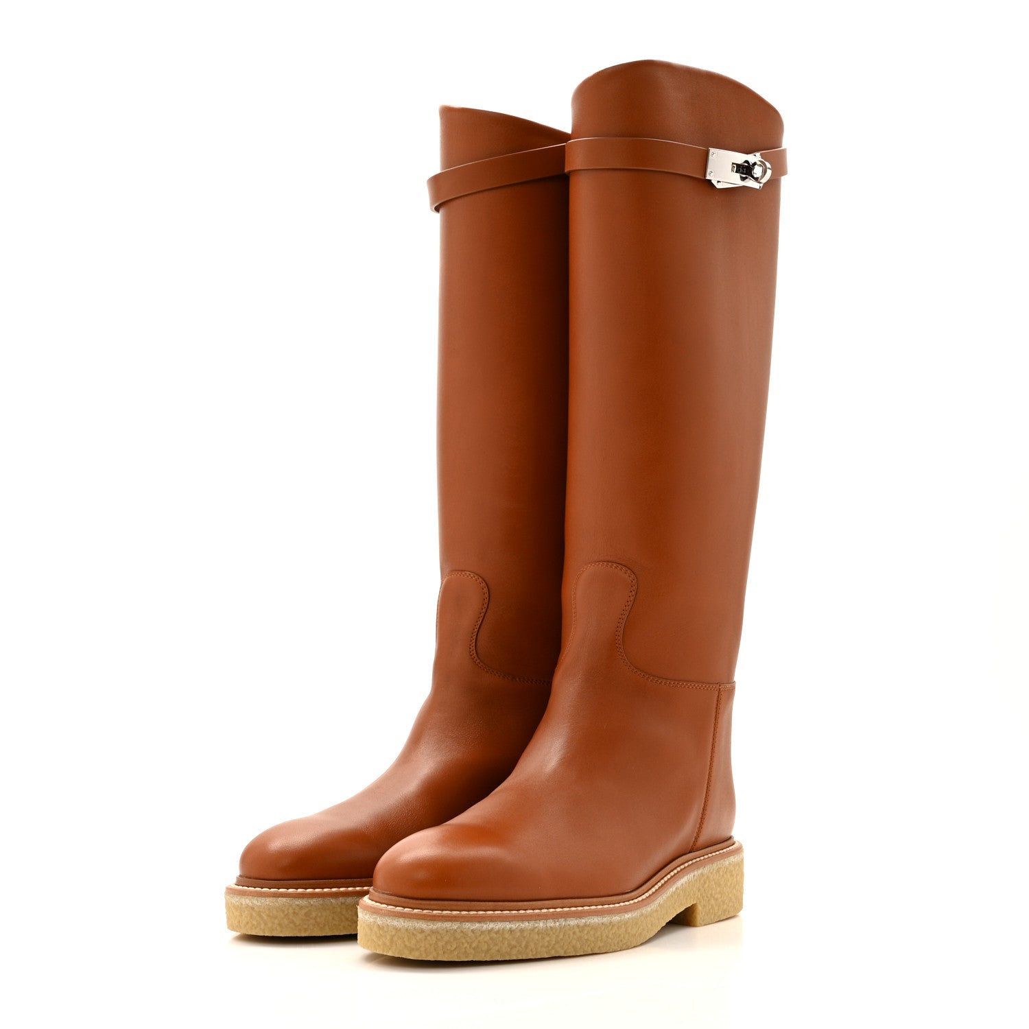Hermes Heritage Calfskin Kelly Jumping Boots 39 Naturel 3 of 9