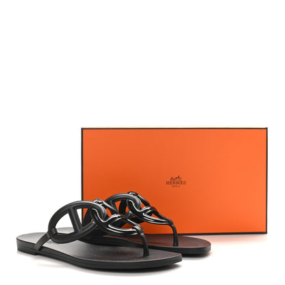 Hermes Rubber Womens Egerie Sandals 38 Black 9 of 9