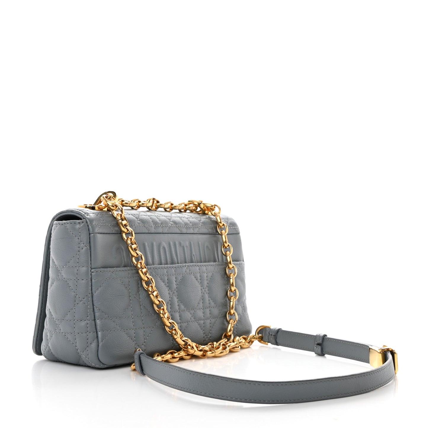 Calfskin Cannage Small Caro Bag Grey