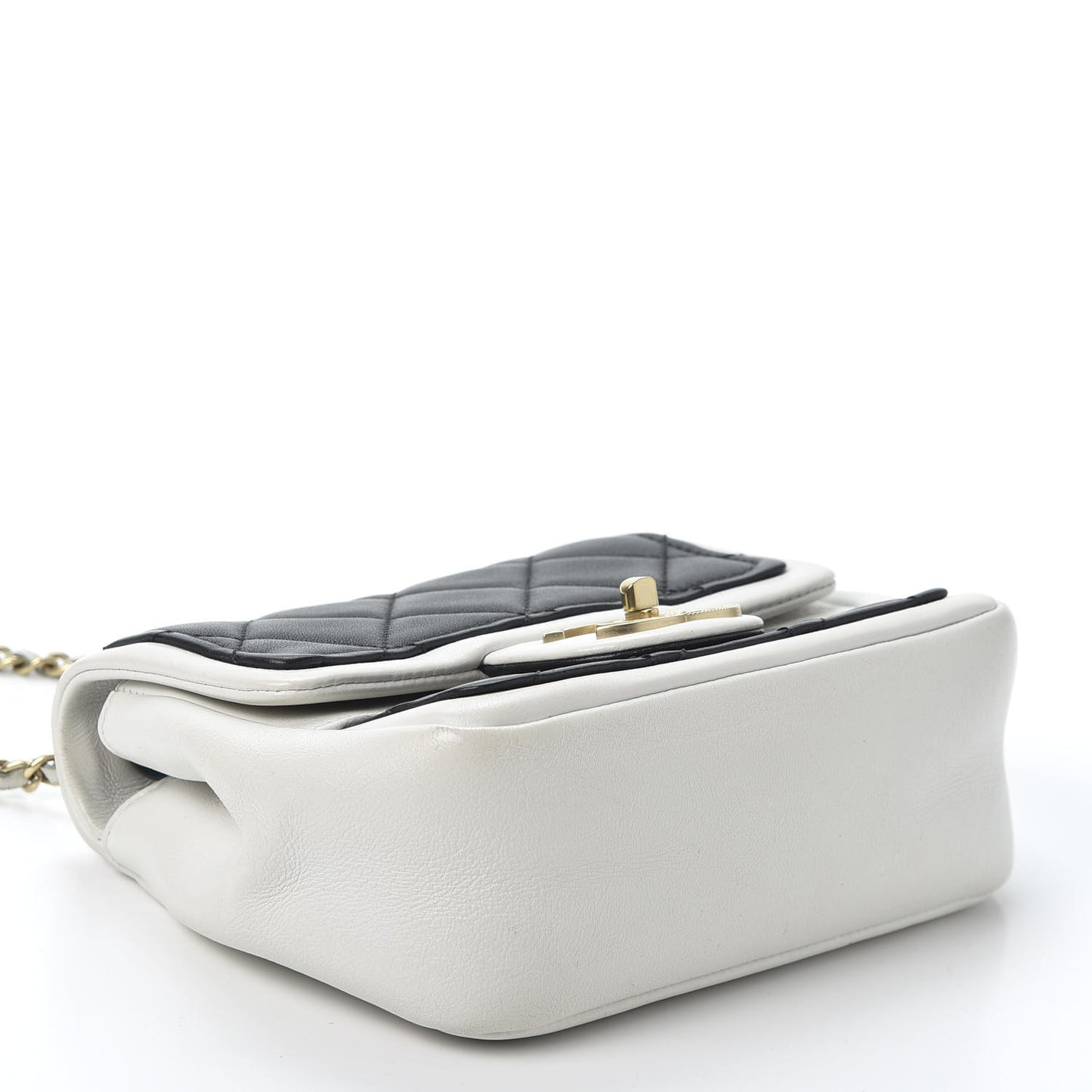 Lambskin Quilted Graphic Mini Flap Bag Black White