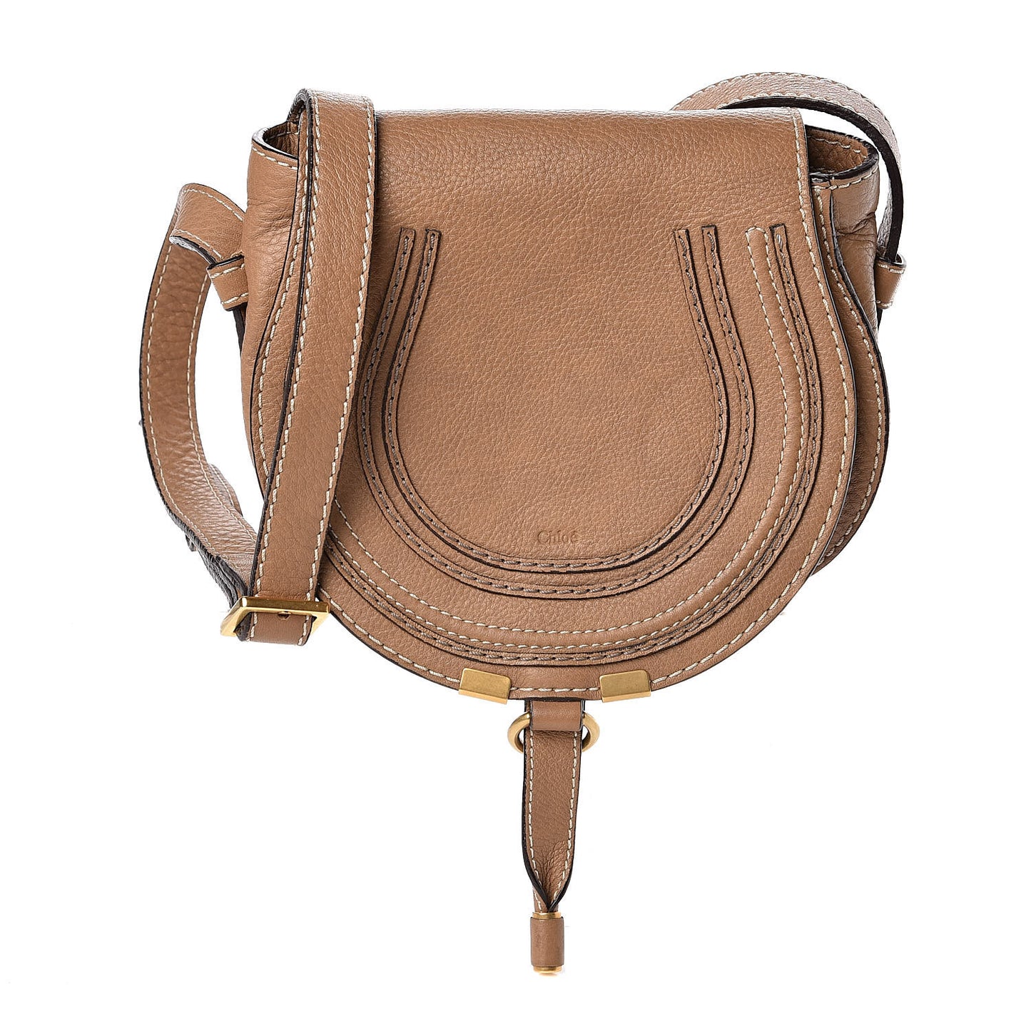 Calfskin Mini Marcie Round Crossbody Bag Nut