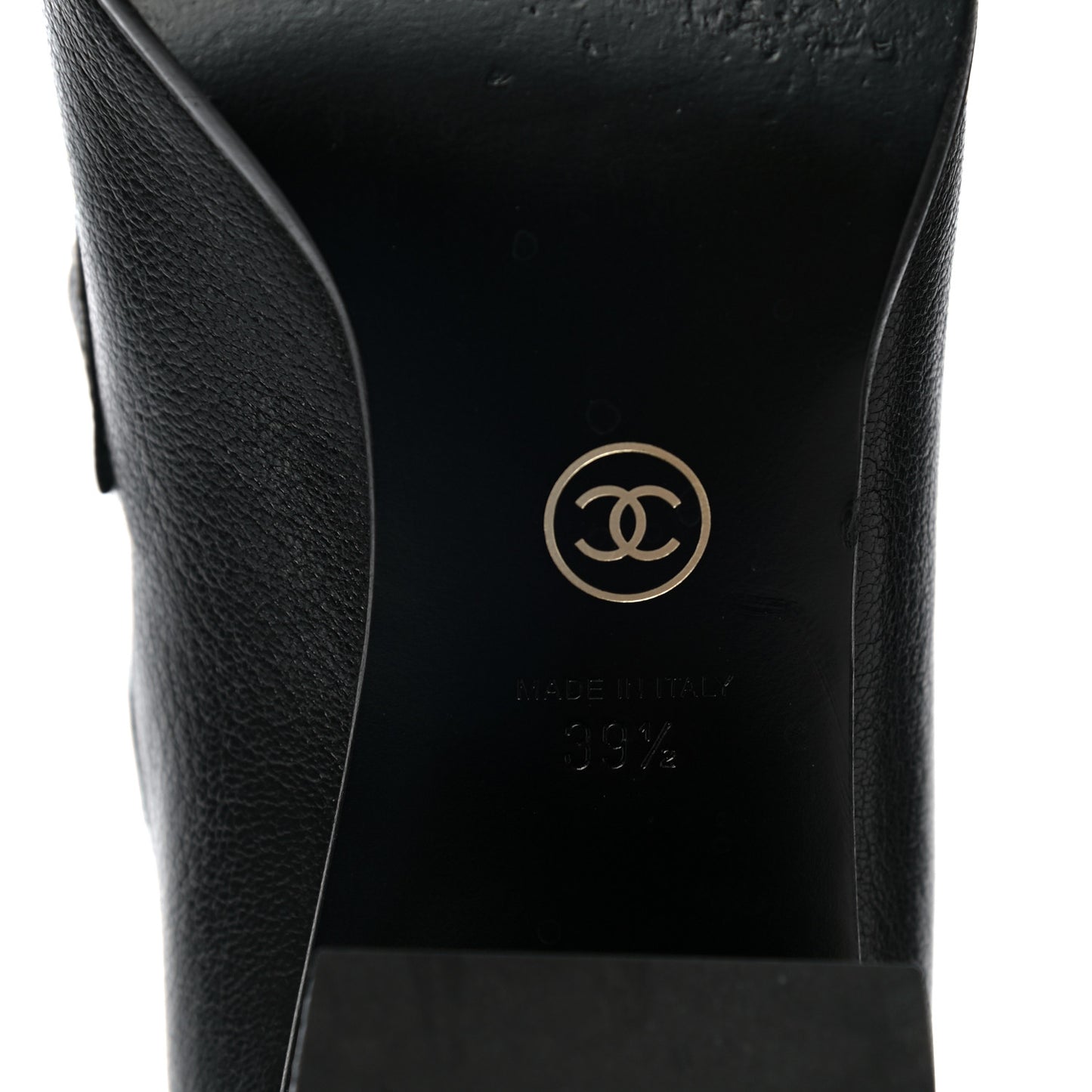 Calfskin Patent Quilted CC Chain Mocassin Loafers 39.5 Black
