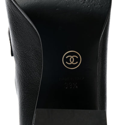 Chanel Calfskin Patent Quilted CC Chain Mocassin Loafers 39.5 Black 8 of 15