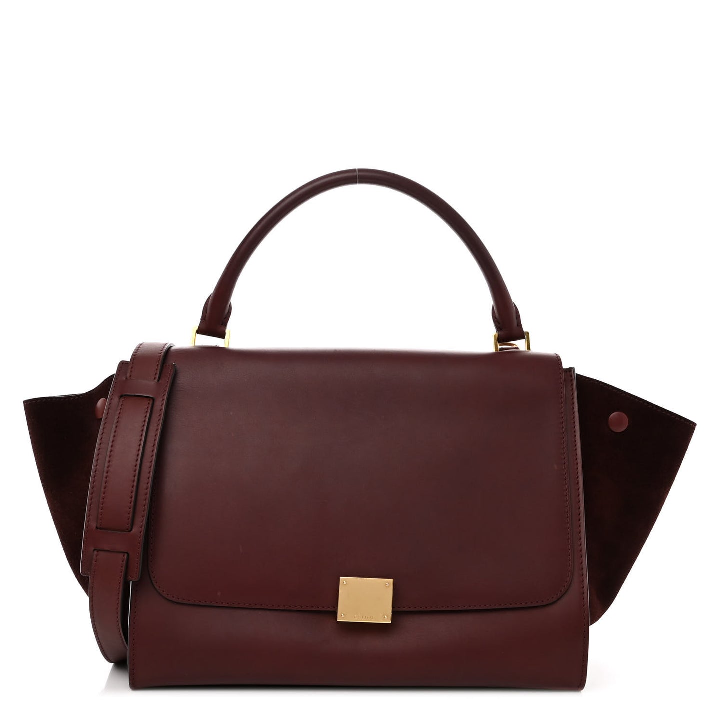 Smooth Calfskin Suede Medium Trapeze Burgundy