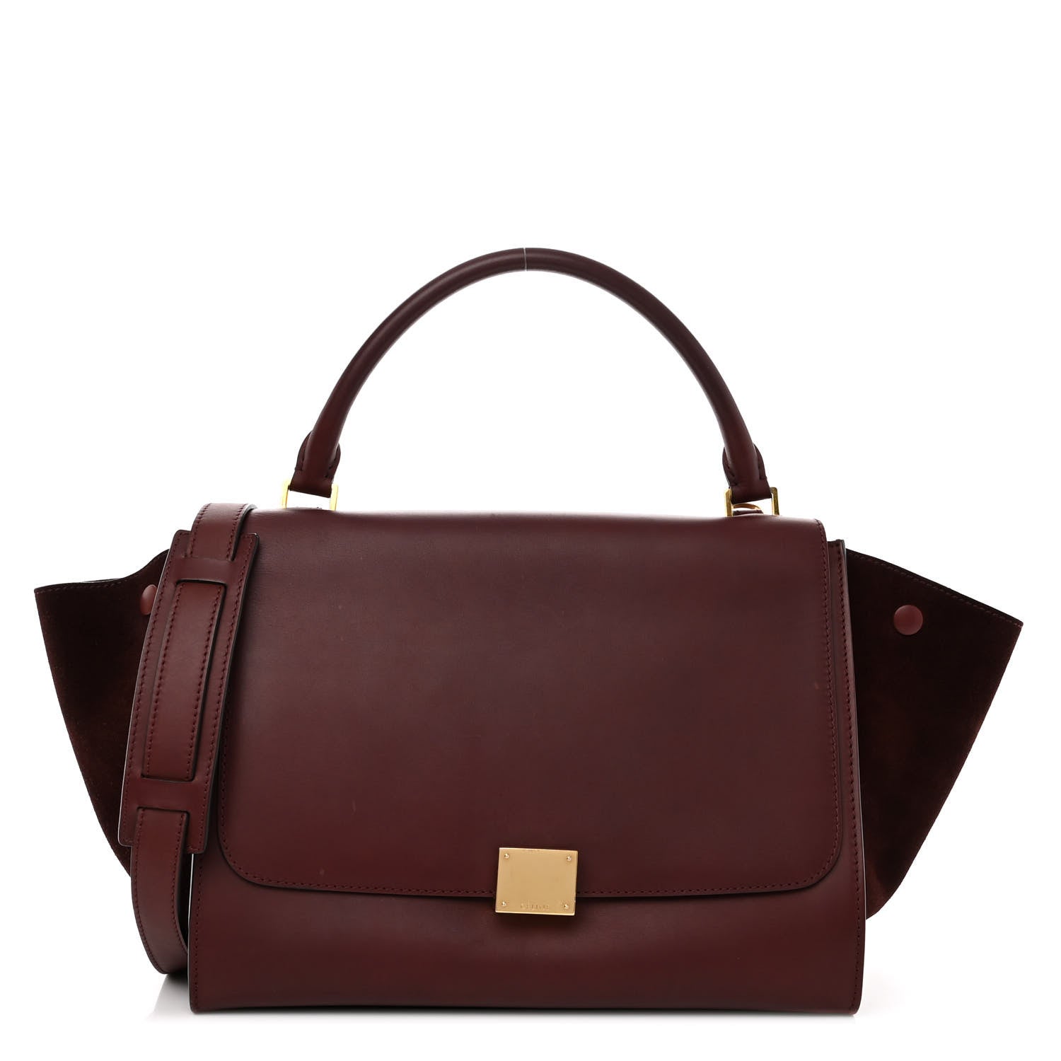 Celine Smooth Calfskin Suede Medium Trapeze Burgundy 1 of 10