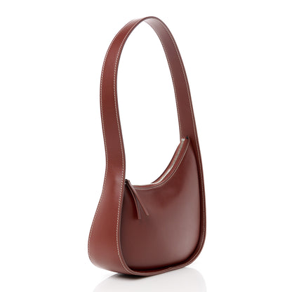 The Row Smooth Calfskin Half Moon Shoulder Bag Cherry Wood 3 of 10