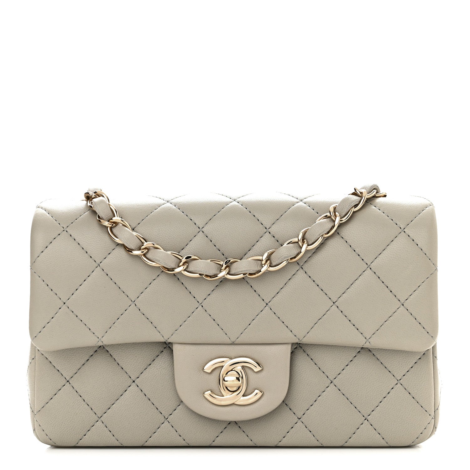 Chanel Lambskin Quilted Mini Rectangular Flap Grey 1 of 11