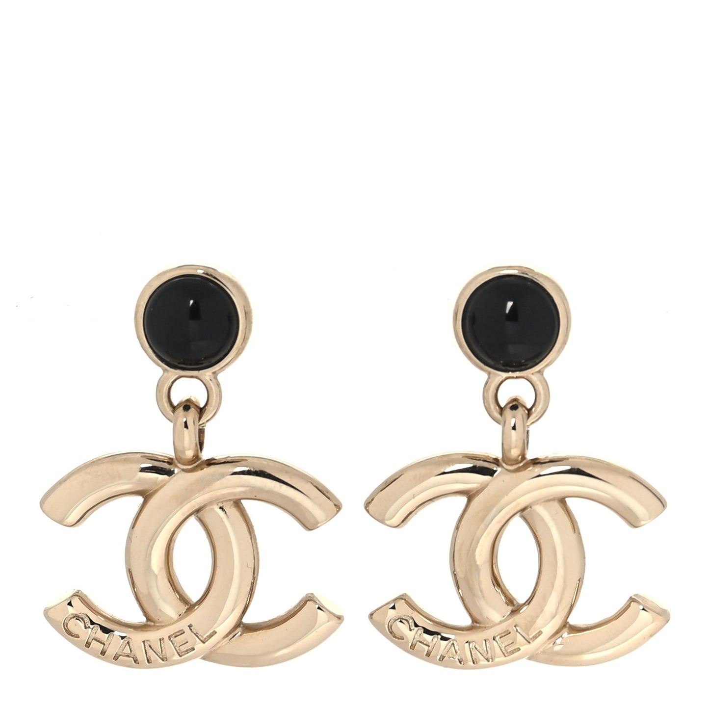 Resin CC Drop Earrings Gold Black