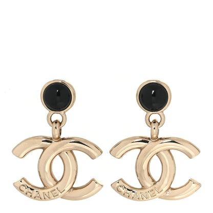 Chanel Resin CC Drop Earrings Gold Black 1 of 5
