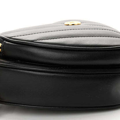 Gucci Calfskin Matelasse Diagonal Mini Interlocking G Heart Shoulder Bag Black 10 of 13